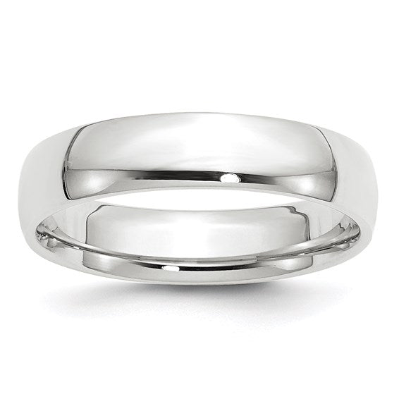 14K White Gold Comfort Fit Wedding Band, Lightweight Solid 5 Mm, No Stone