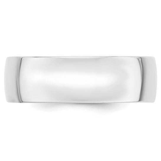 14K White Gold Comfort Fit Wedding Band, Lightweight Solid 7mm Ring