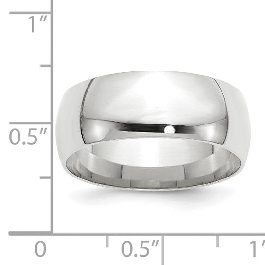 14K White Gold Comfort-Fit Wedding Band, Lightweight Solid 8mm Wide Elegant Everyday Wear