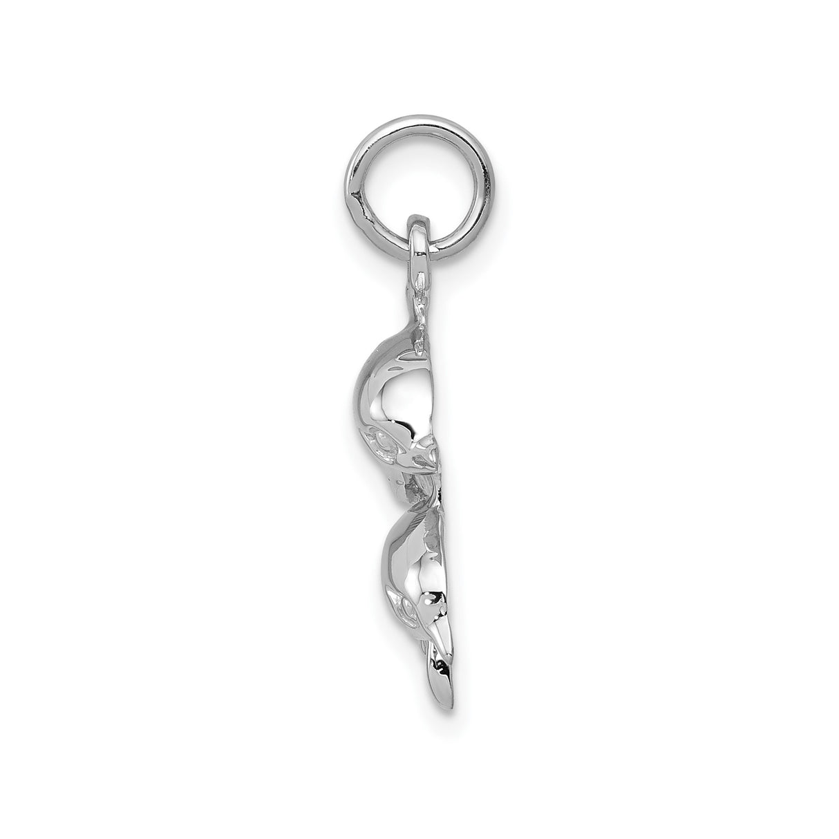 14k White Gold Dolphin Pendant with Two Playful Dolphins, Nautical Ocean Charm