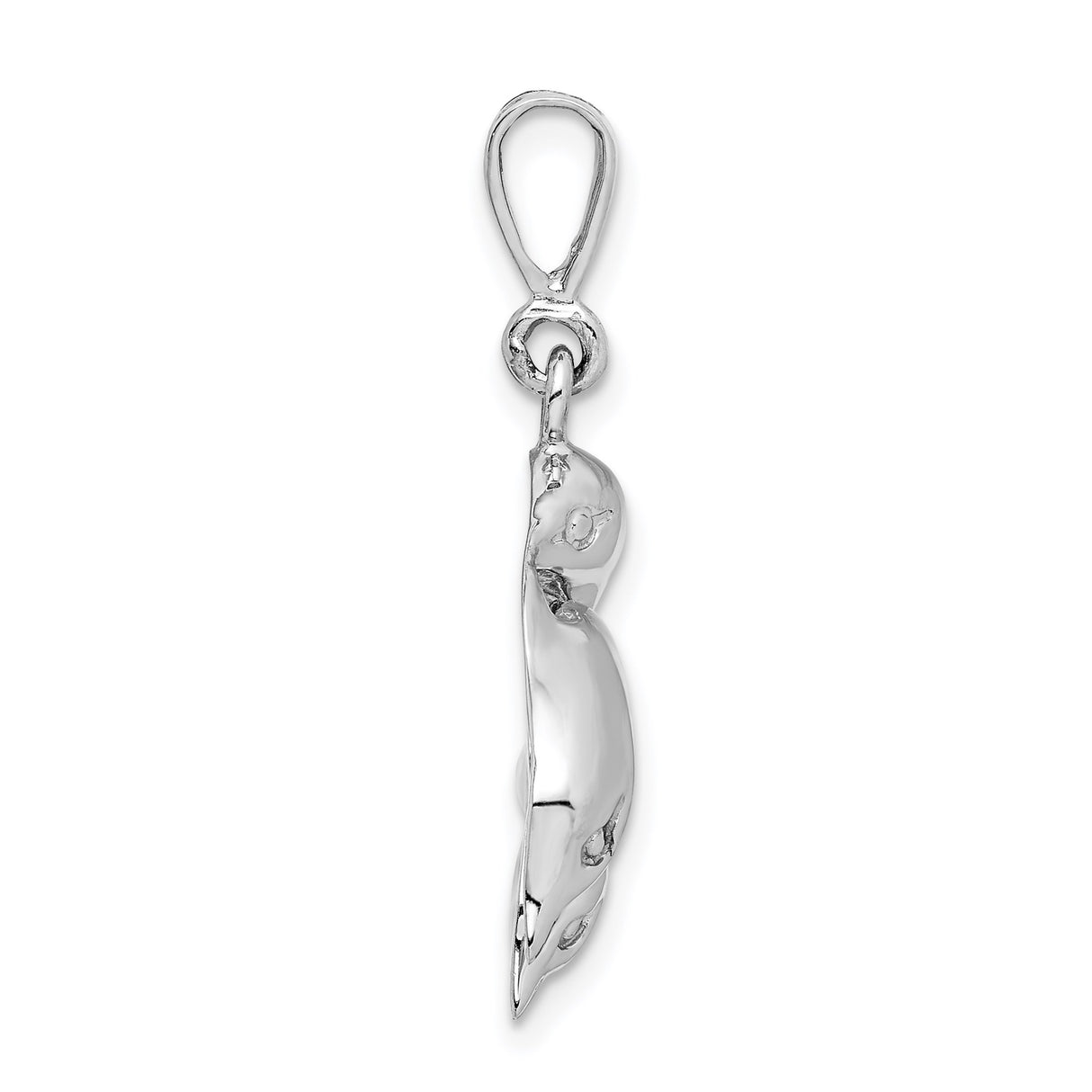 14k White Gold Dolphin Pendant with Three Jumping Dolphins, Ocean Theme Charm for Women