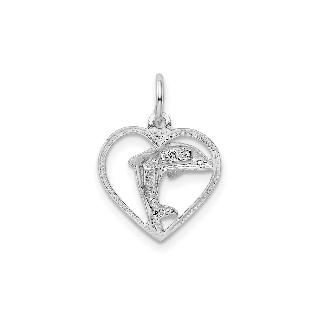 14k White Gold Dolphin Heart Pendant with Leaping Dolphin Symbolizing Love and Harmony