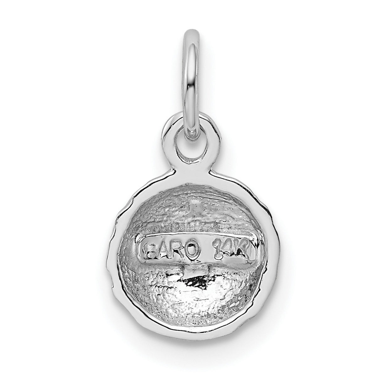 14k White Gold Golf Ball Pendant, Textured Dimpled Charm for Golf Enthusiasts