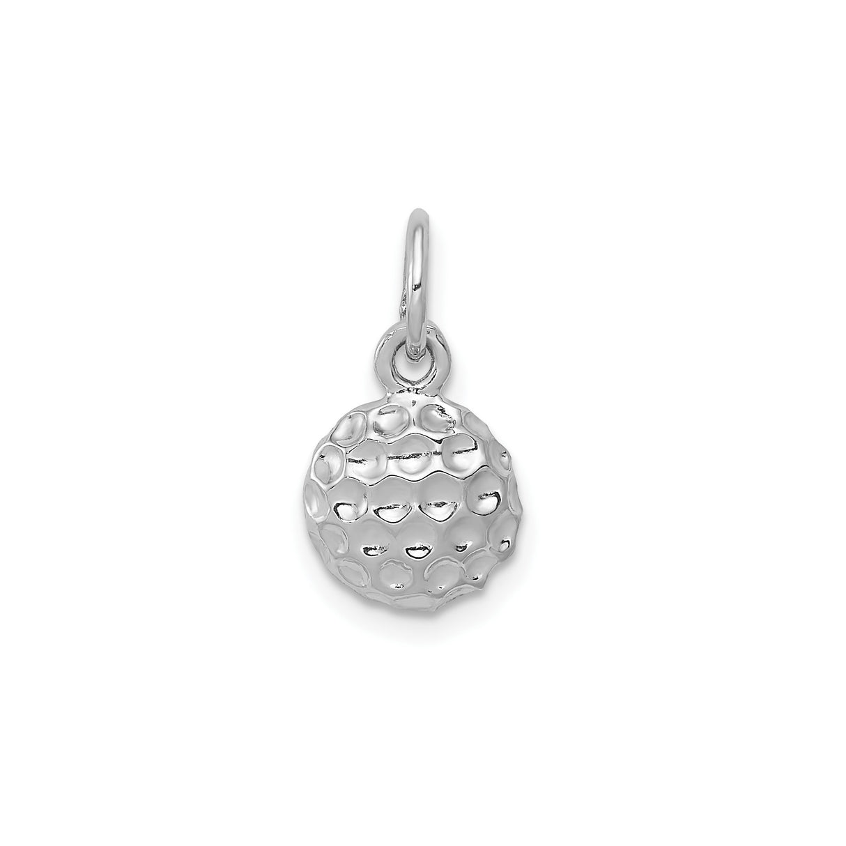 14k White Gold Golf Ball Pendant, Textured Dimpled Charm for Golf Enthusiasts