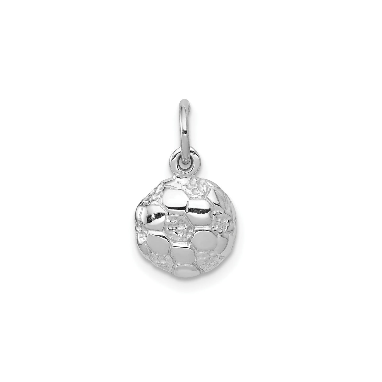 14k White Gold Soccer Ball Charm Pendant with Hexagon Pattern Design, Sports Jewelry for Women or Unisex