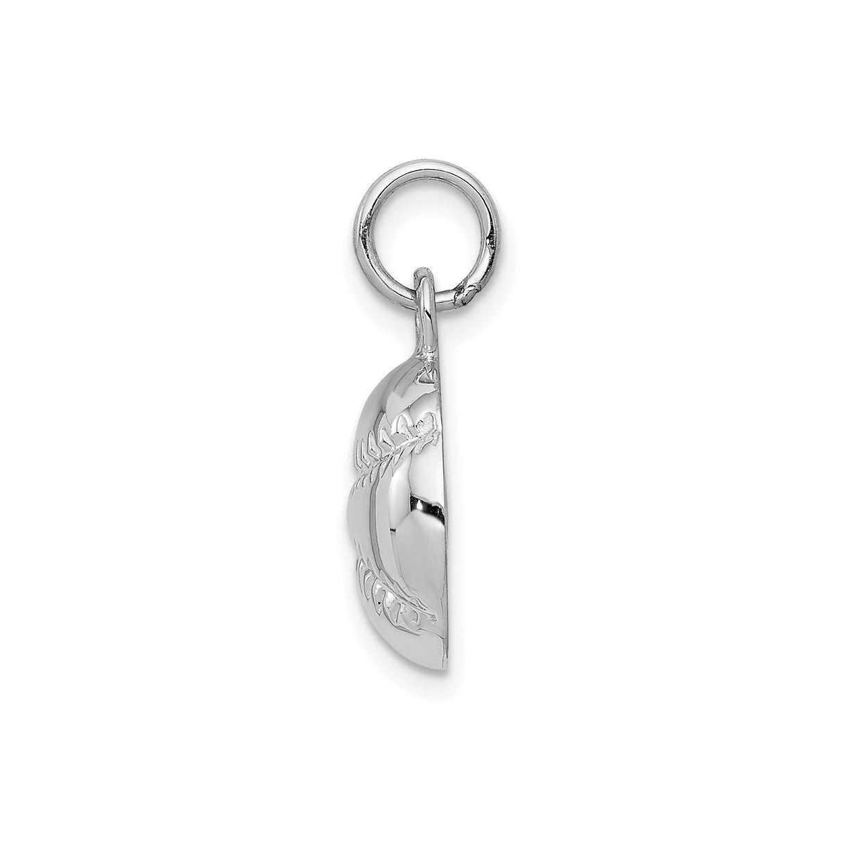 14k White Gold Baseball Charm Pendant with Stitched Design, Unisex Sports Jewelry