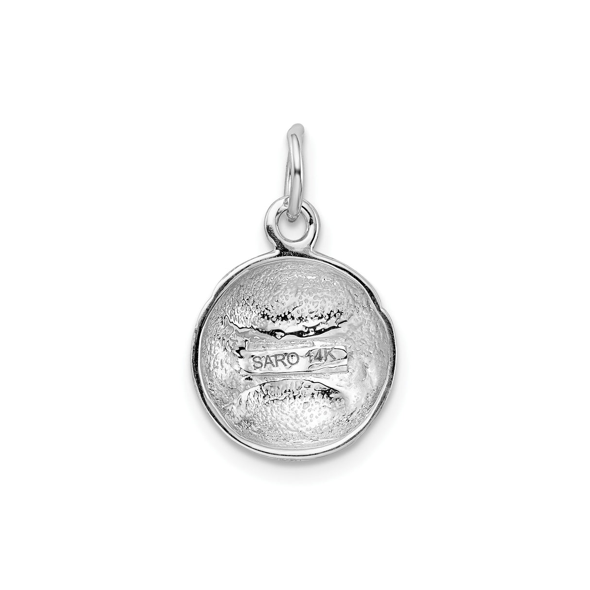 14k White Gold Baseball Charm Pendant with Stitched Design, Unisex Sports Jewelry