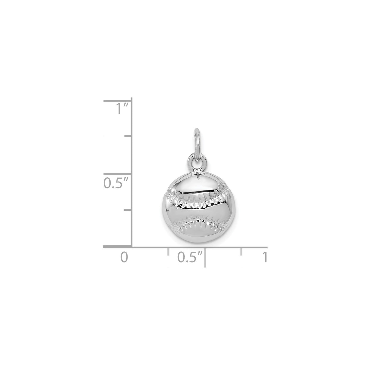 14k White Gold Baseball Charm Pendant with Stitched Design, Unisex Sports Jewelry