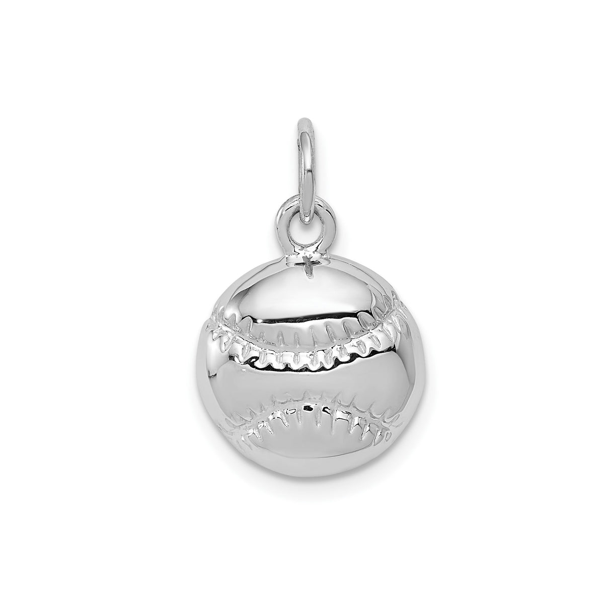 14k White Gold Baseball Charm Pendant with Stitched Design, Unisex Sports Jewelry