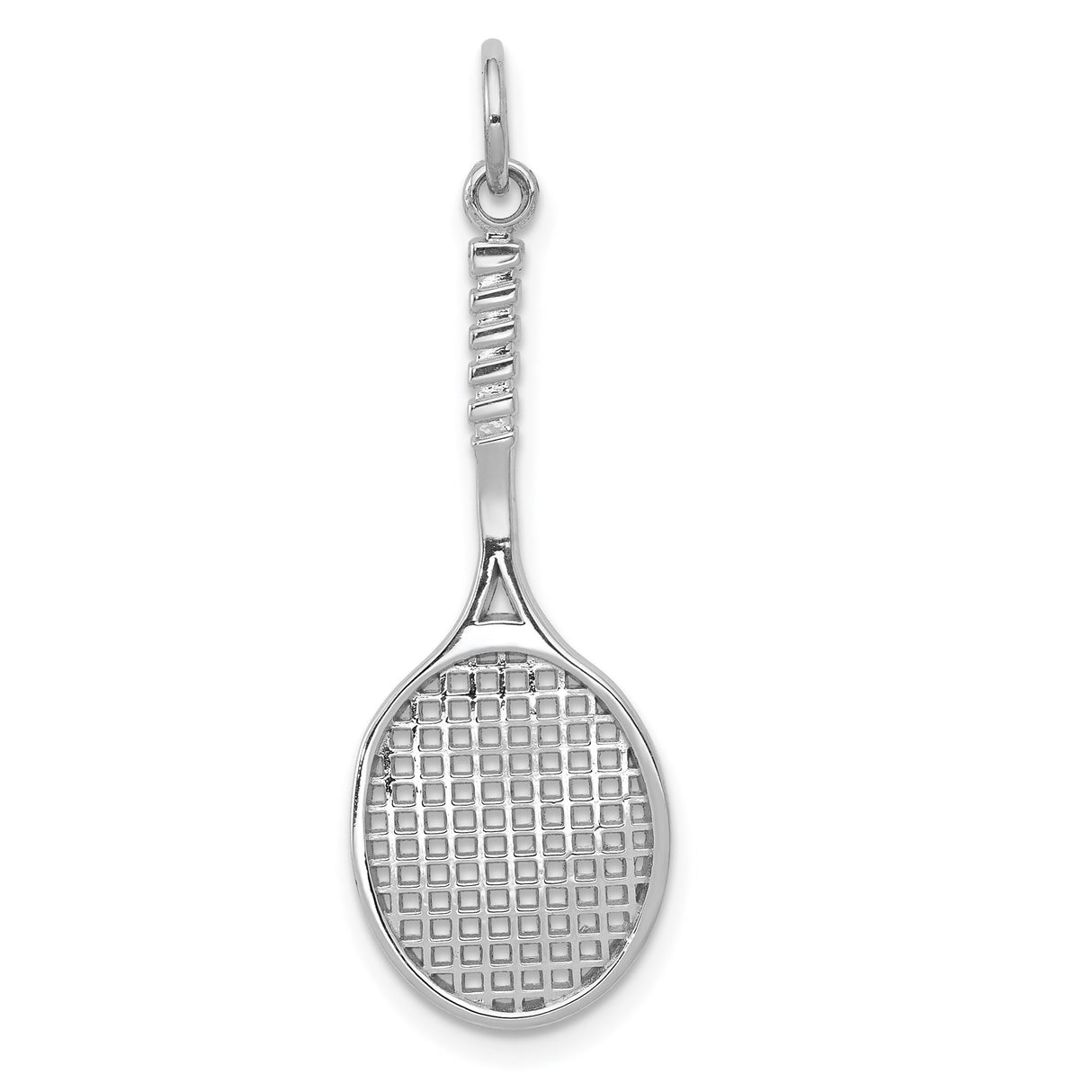 14k White Gold Tennis Racket Charm Pendant, Sports Jewelry for Women or Unisex