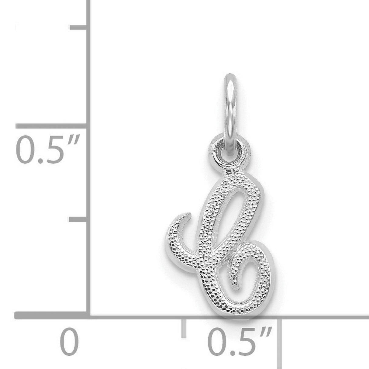 14k White Gold Script Initial L Pendant Charm, Textured Cursive Letter Monogram Jewelry for Women