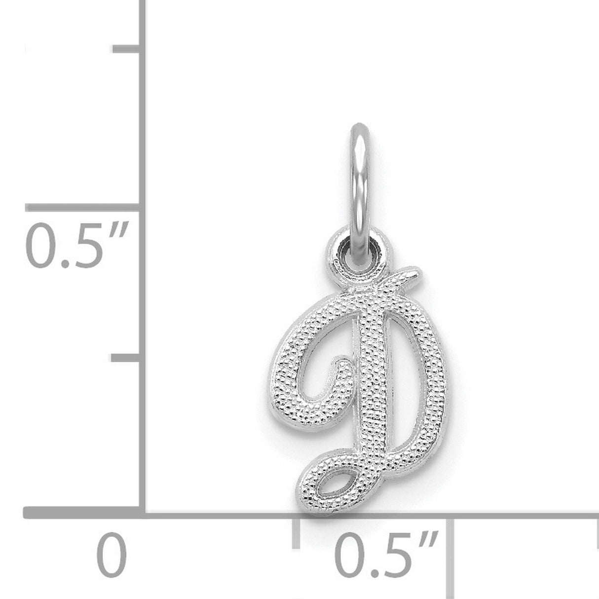 14k White Gold Script Initial D Pendant, Cursive Letter Charm for Women