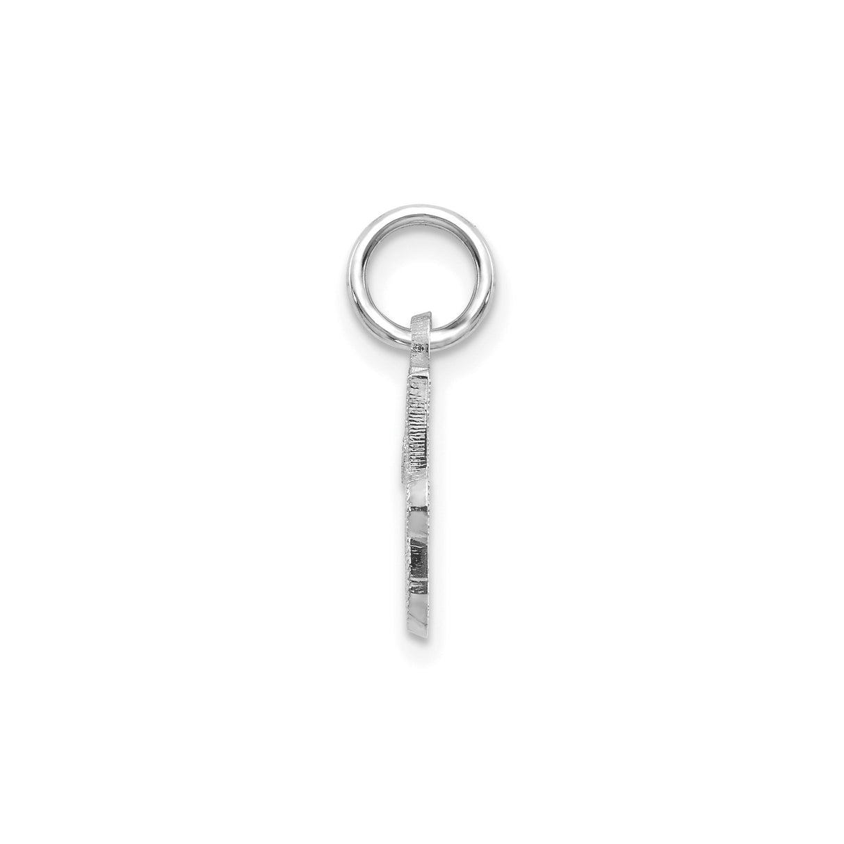 14k White Gold Script Initial J Pendant, Textured Letter Charm for Women