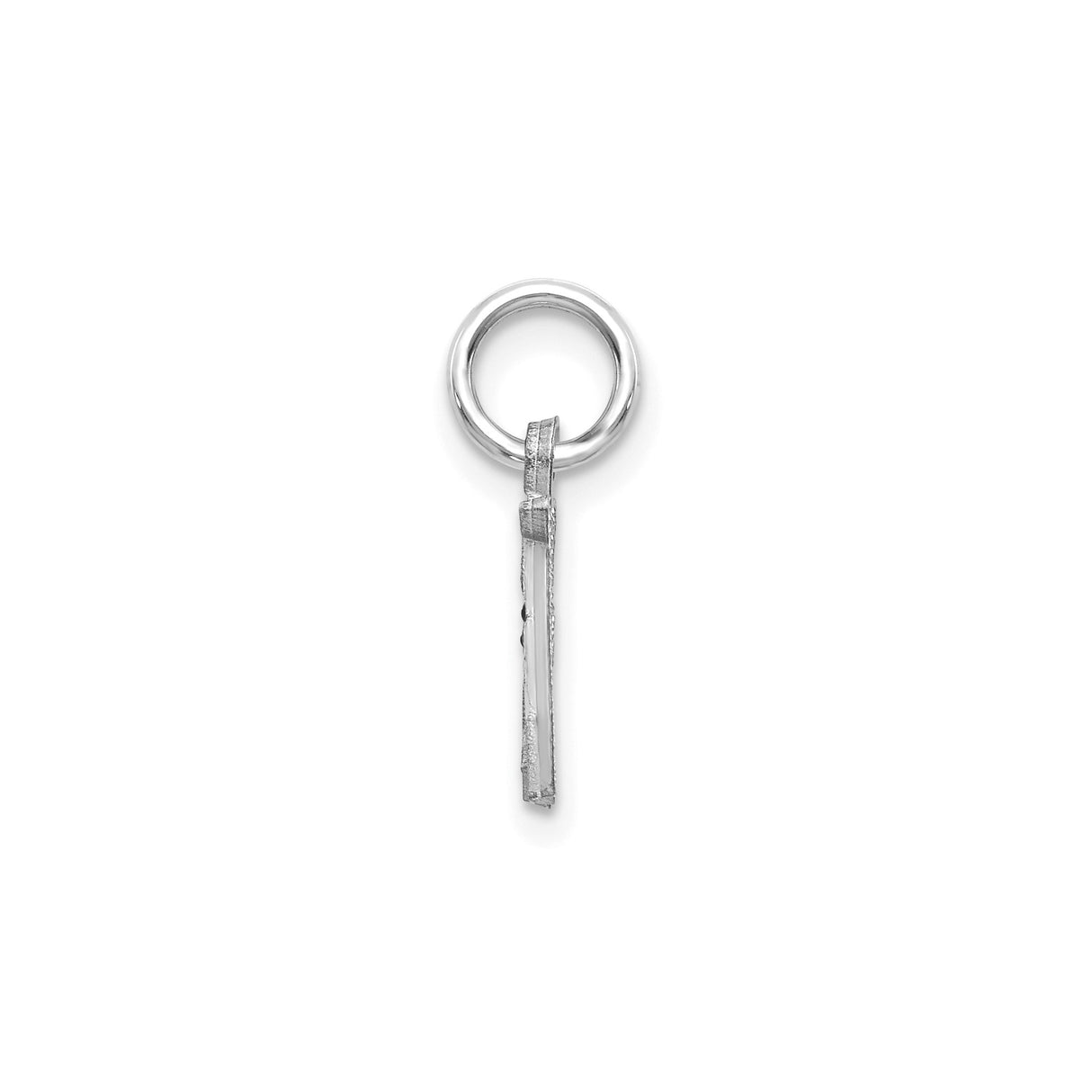 14k White Gold Script Letter A Pendant, Textured Uppercase Initial Charm