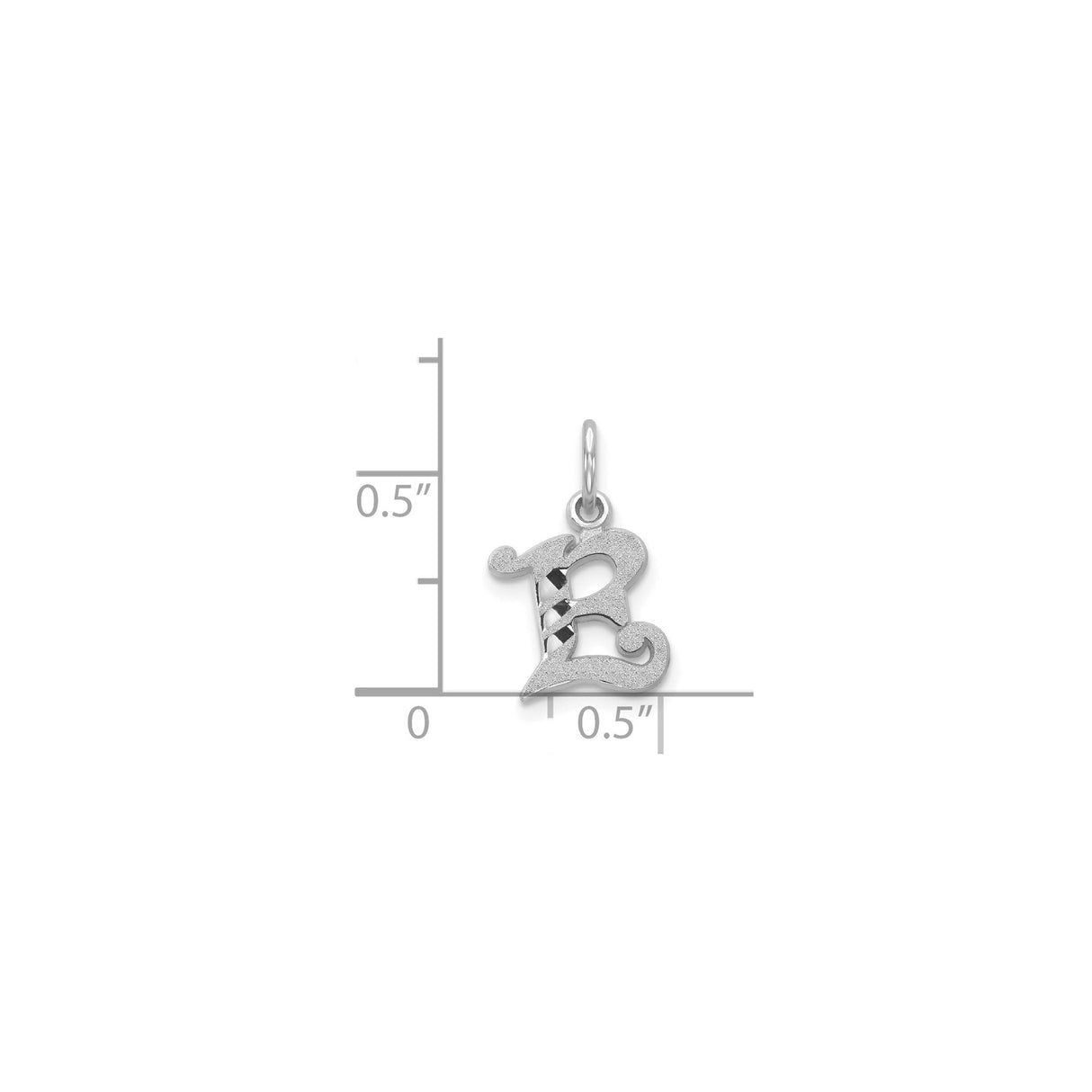 14k White Gold Script R Pendant, Textured Gothic Letter Charm for Women