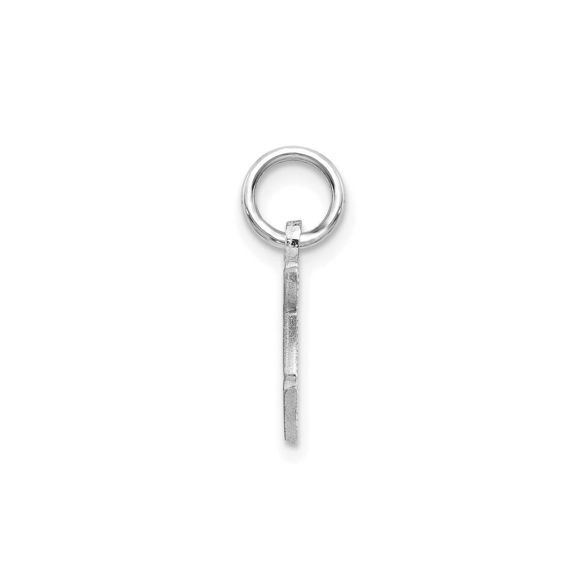 14k White Gold F Initial Pendant Charm, Bold Old English Font, Textured Satin Finish