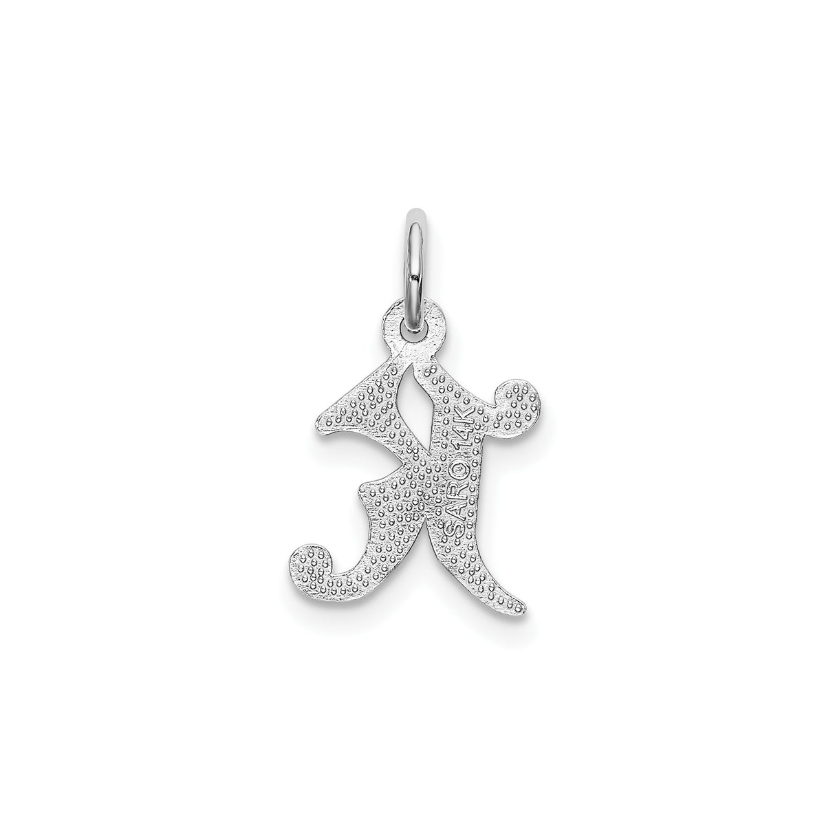 14k White Gold Script K Initial Pendant, Monogram Letter Charm for Women