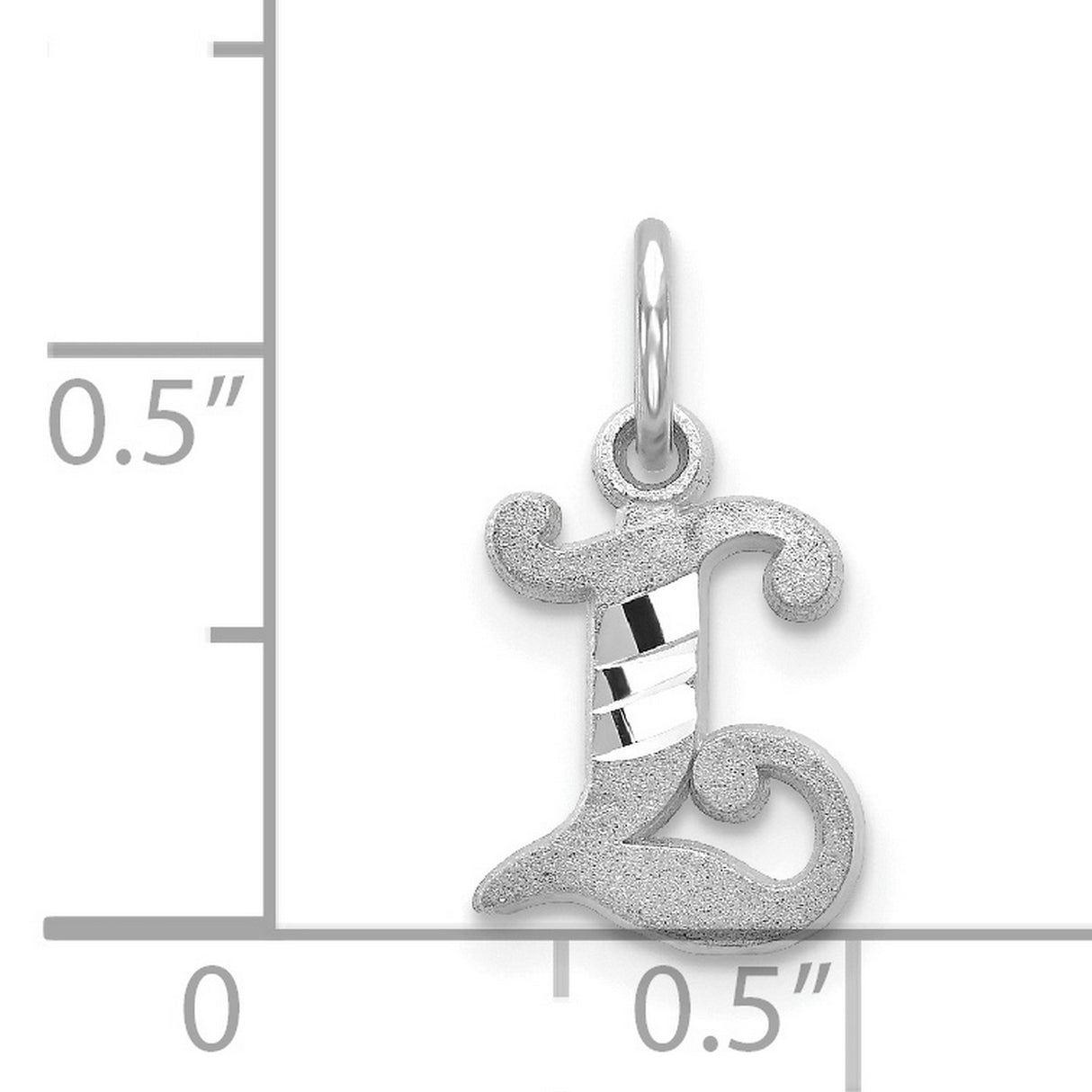 14k White Gold Capital Letter L Pendant Charm with Scroll Design