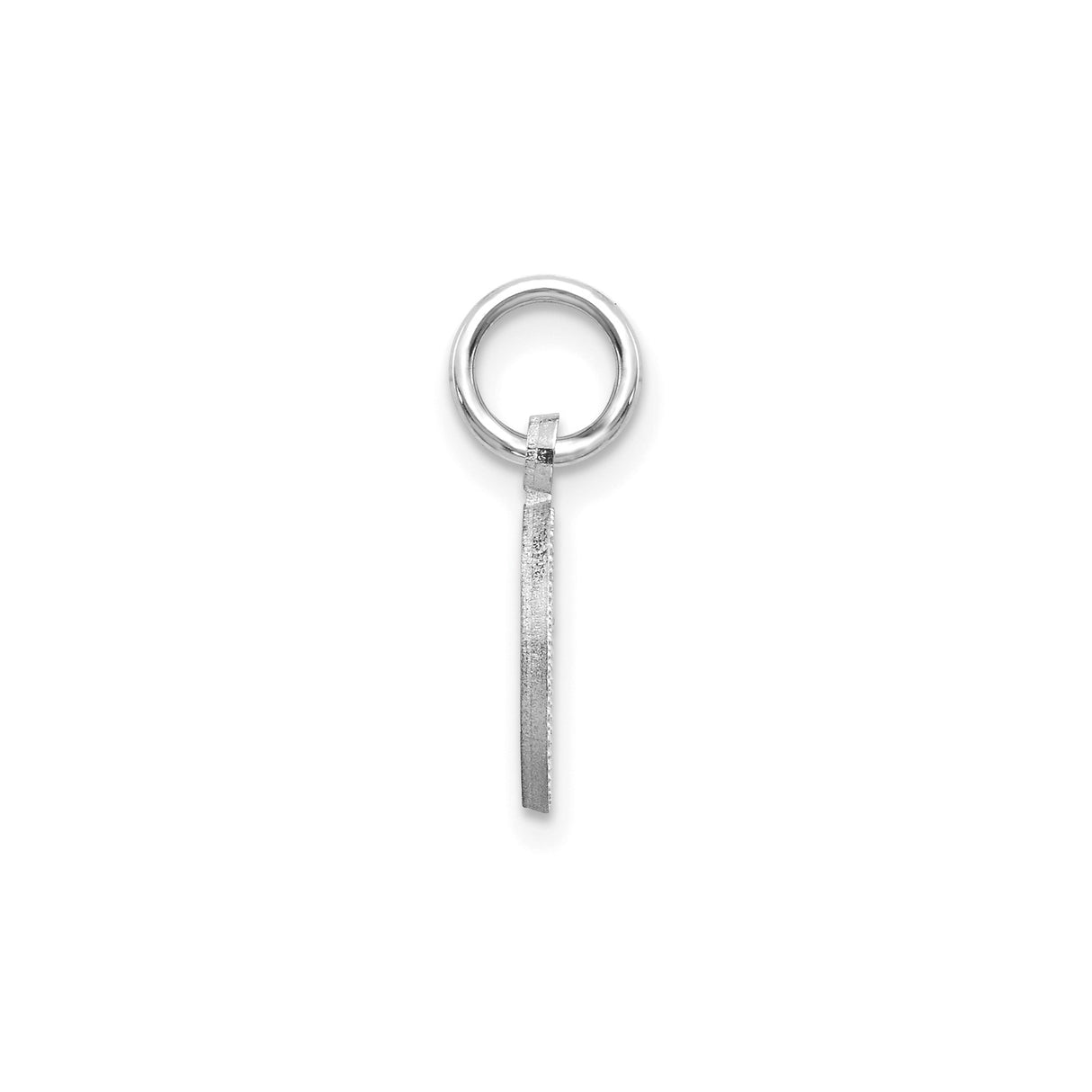 14k White Gold Oval Initial Pendant O with Textured Background and Swirl Detailing