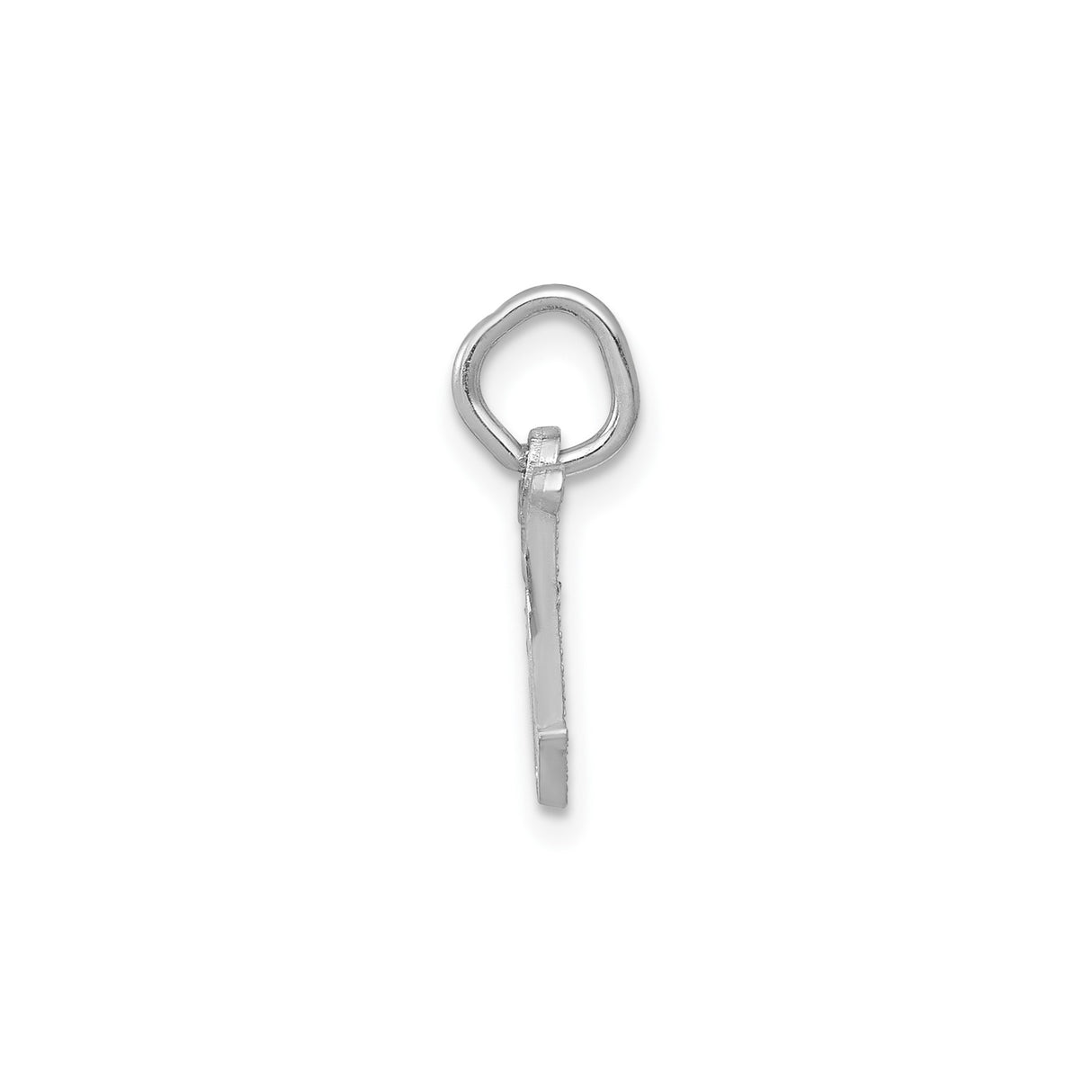 14k White Gold Initial W Pendant with Striped Accents, Alphabet Charm
