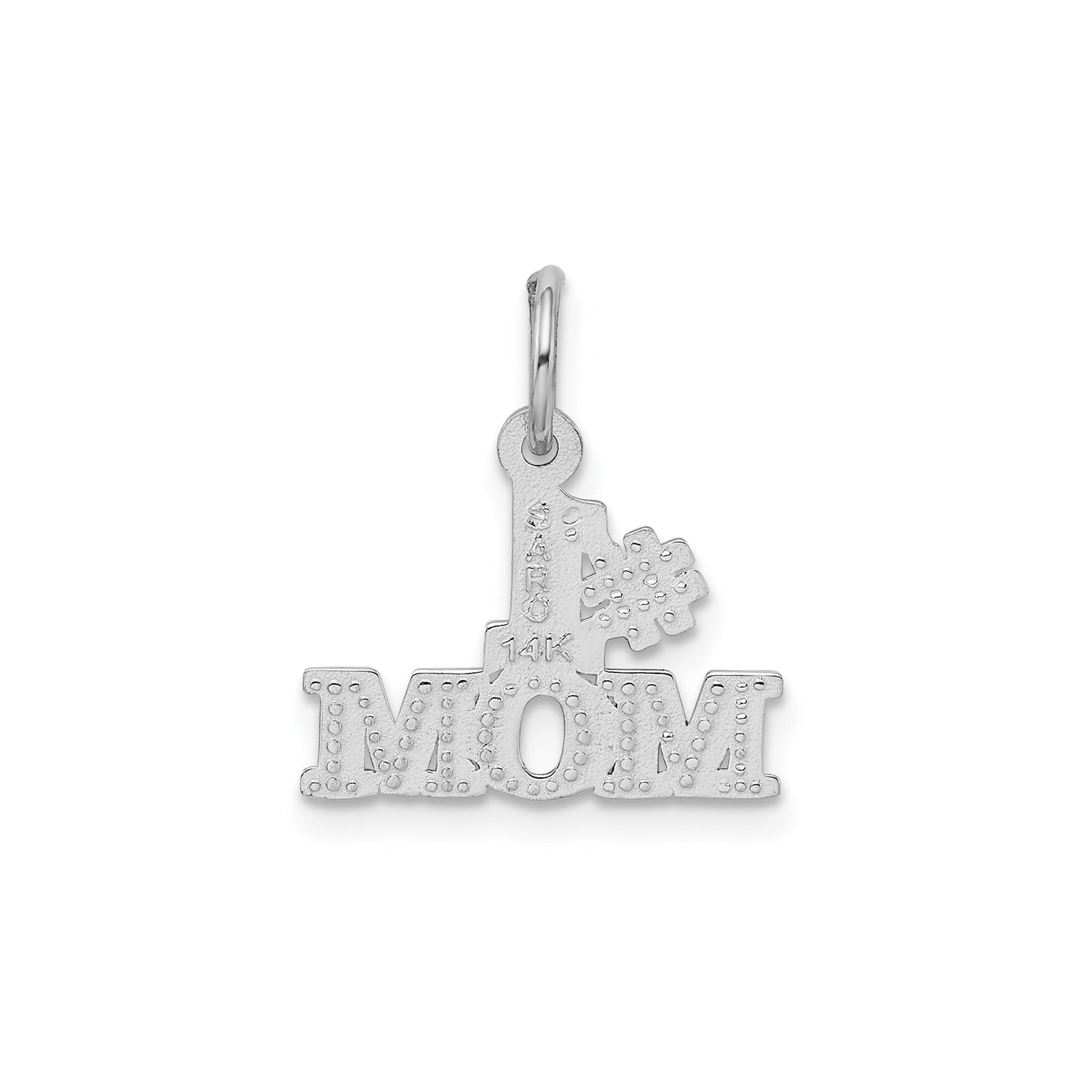 14k White Gold Number One Mom Pendant with Bold Lettering, Sentimental Jewelry Charm for Women