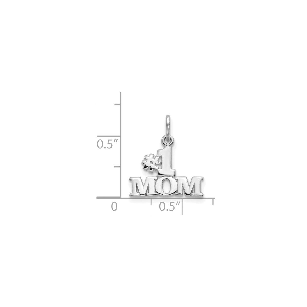 14k White Gold Number One Mom Pendant with Bold Lettering, Sentimental Jewelry Charm for Women