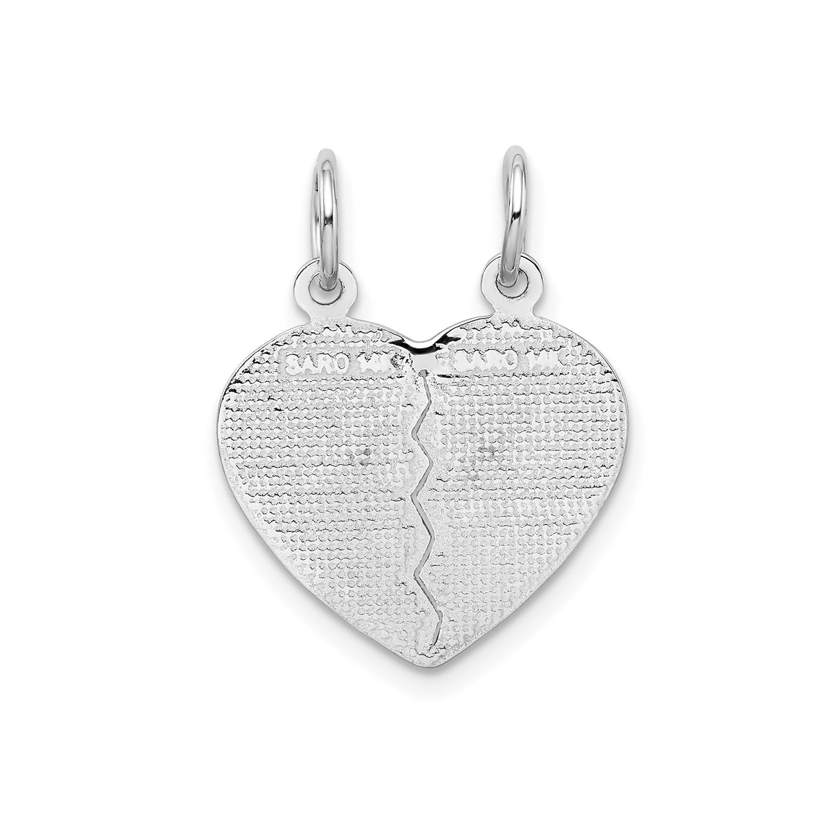 14k White Gold Break Apart Heart Pendant, Split Friendship Charm for Women or Teens