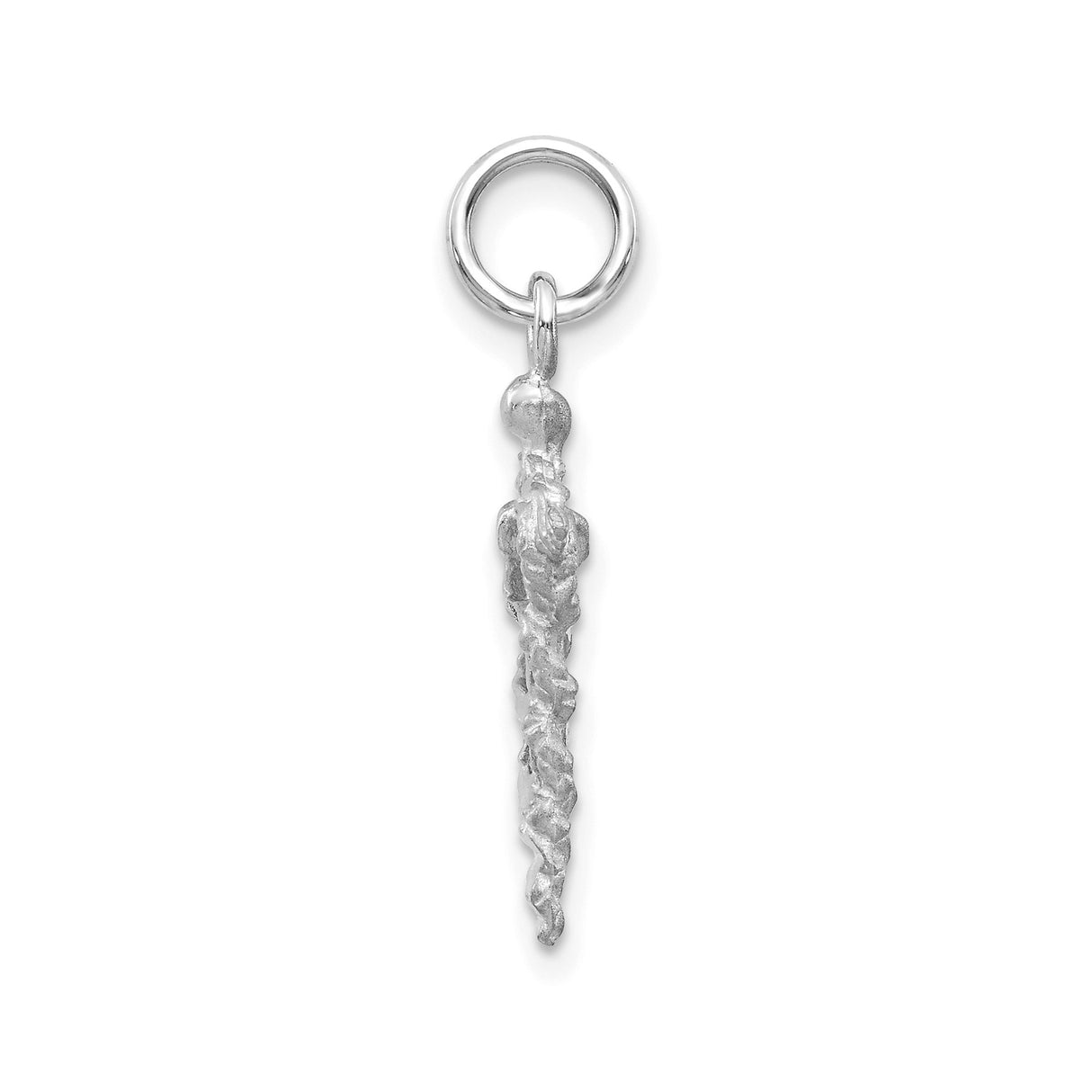 14k White Gold Caduceus Pendant with Winged Staff and Two Snakes, Medical Symbol Charm