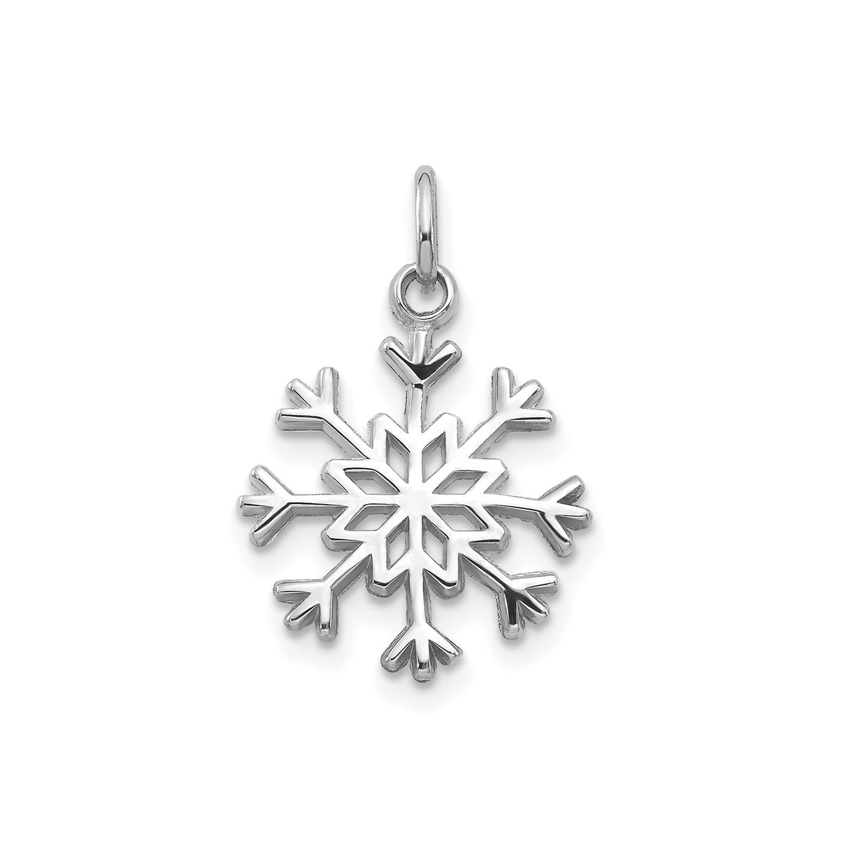 14k White Gold Snowflake Pendant, Delicate Winter Theme Charm for Women