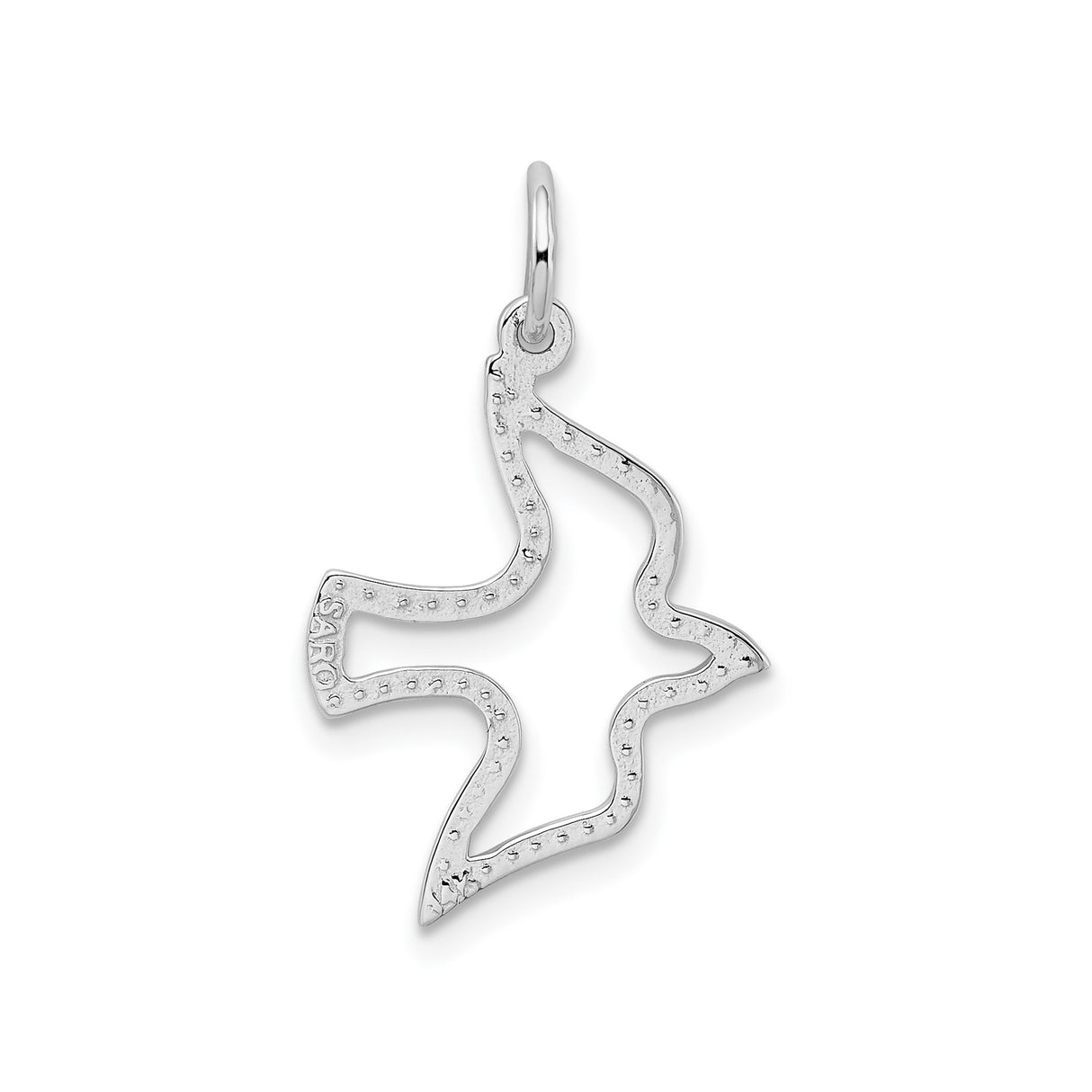 14k White Gold Dove Pendant, Open Cut Christian Symbol, Minimalist Religious Jewelry for Women