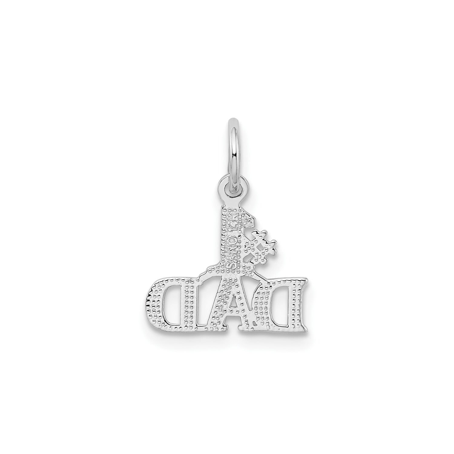 14k White Gold #1 Dad Pendant, Masculine Fatherhood Appreciation Charm for Men
