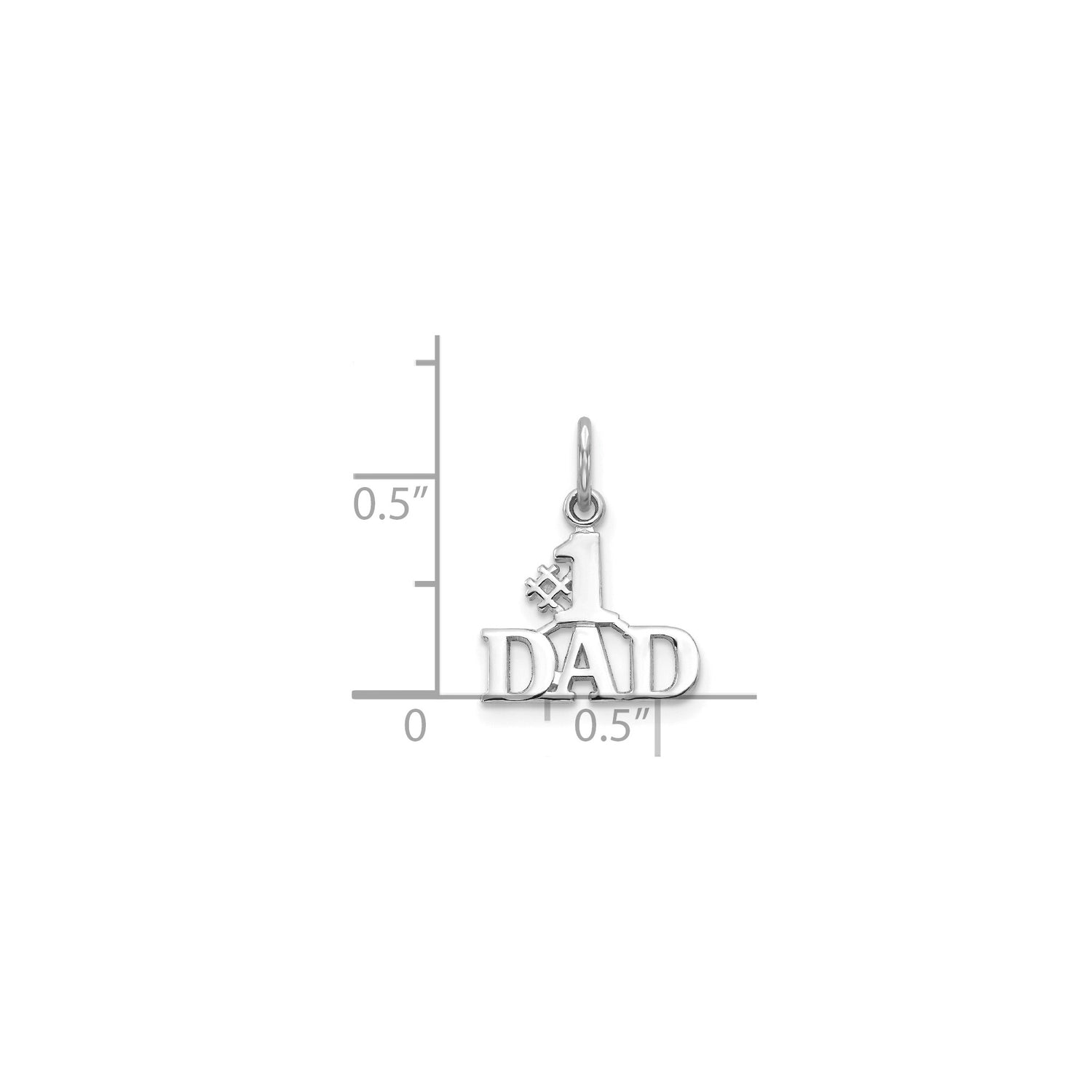 14k White Gold #1 Dad Pendant, Masculine Fatherhood Appreciation Charm for Men
