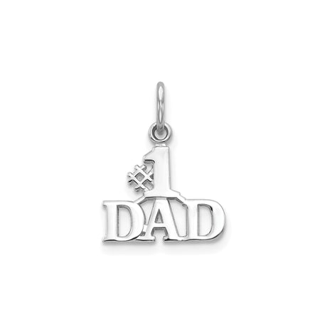 14k White Gold #1 Dad Pendant, Masculine Fatherhood Appreciation Charm for Men