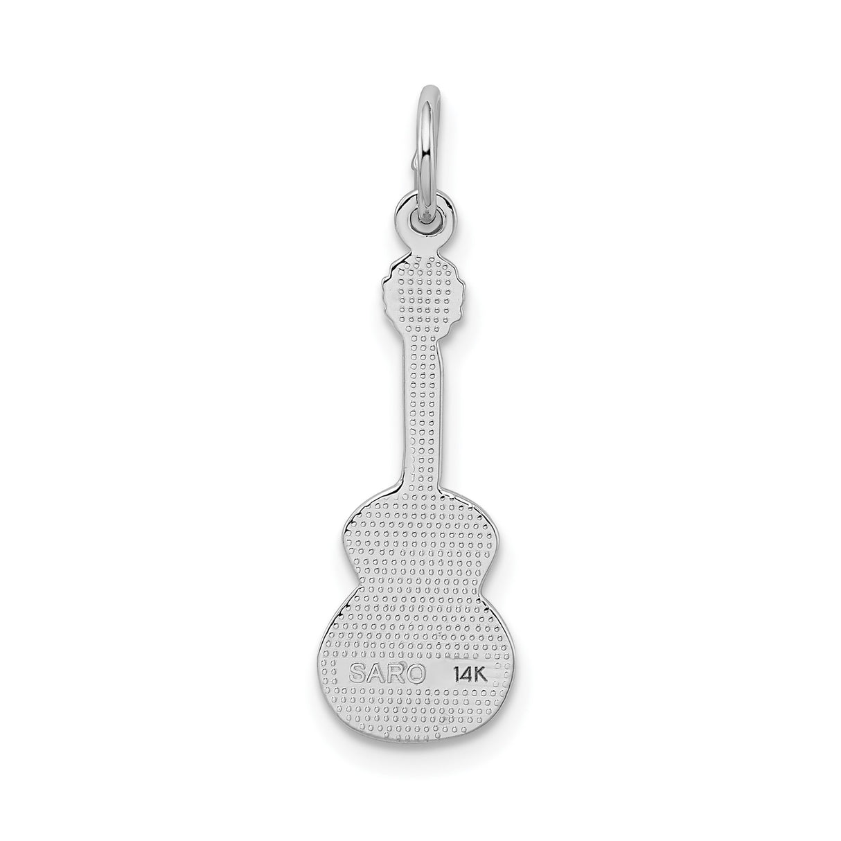 14k White Gold Guitar Pendant Charm with Detailed Instrument Design for Music Lovers