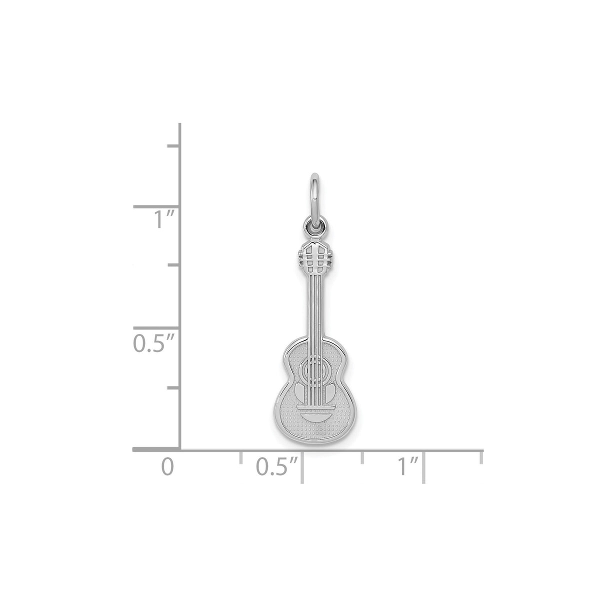 14k White Gold Guitar Pendant Charm with Detailed Instrument Design for Music Lovers