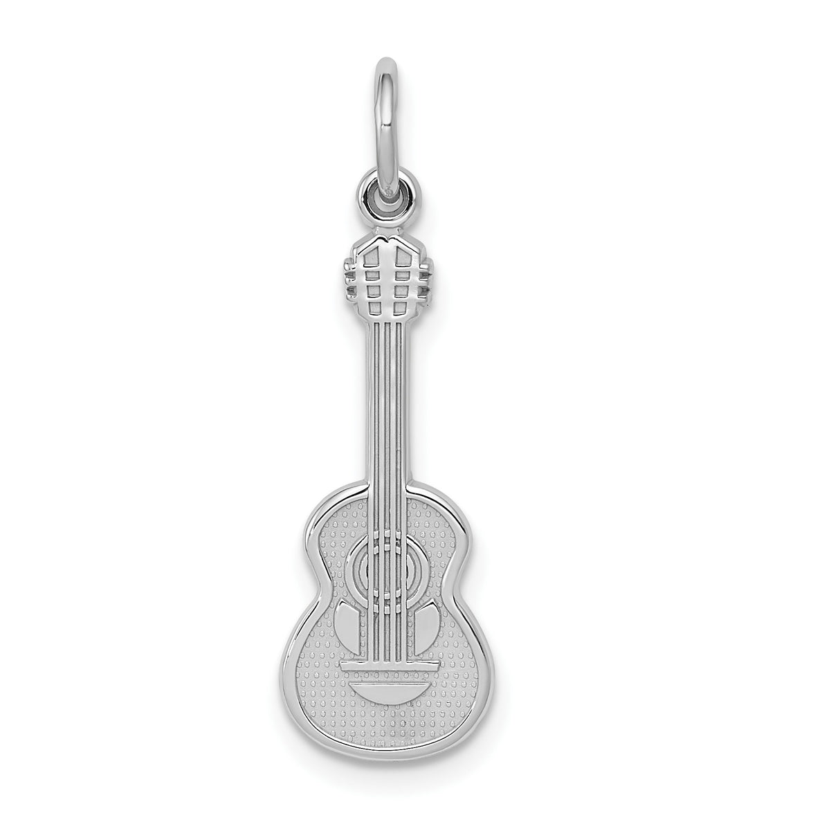 14k White Gold Guitar Pendant Charm with Detailed Instrument Design for Music Lovers