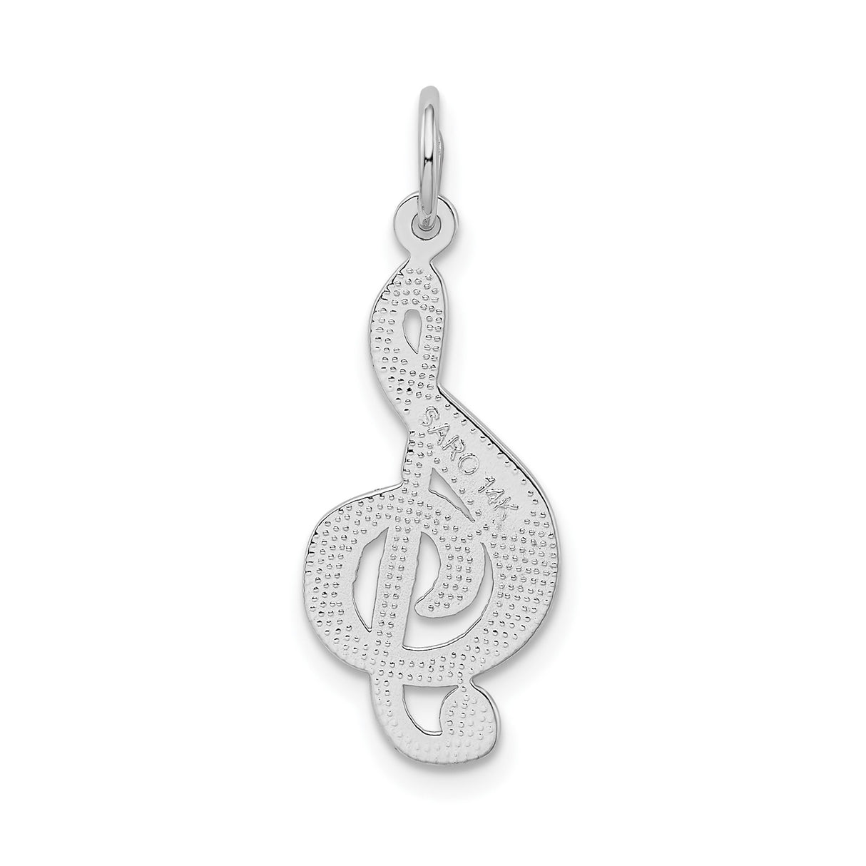 14k White Gold Treble Clef Pendant with Musical Note Cutouts, Unisex Music Symbol Charm