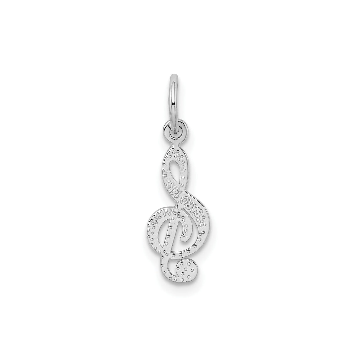 14k White Gold Treble Clef Pendant Charm, Polished Musical Note Jewelry for Women or Unisex