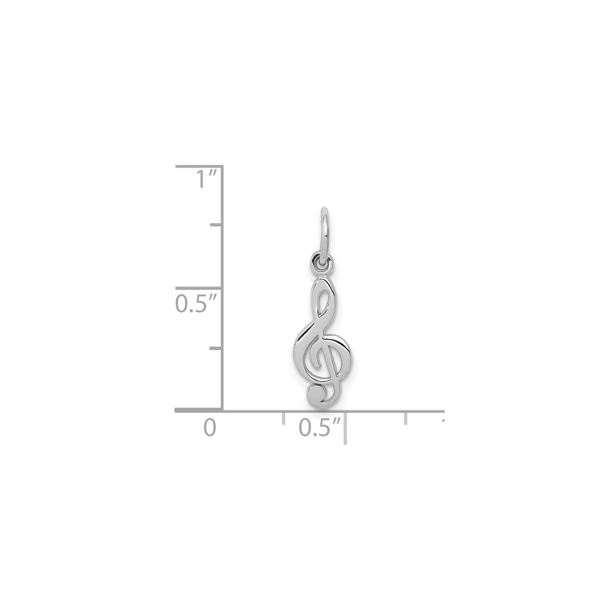 14k White Gold Treble Clef Pendant Charm, Polished Musical Note Jewelry for Women or Unisex