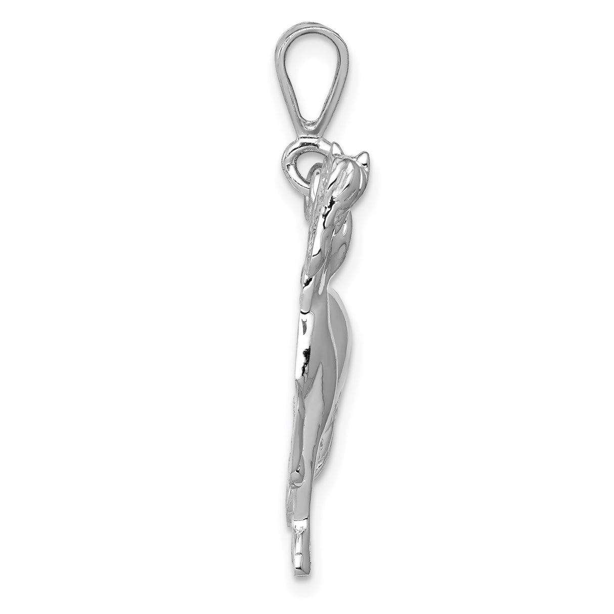 14k White Gold Prancing Horse Pendant, Equestrian Charm Symbolizing Strength and Freedom