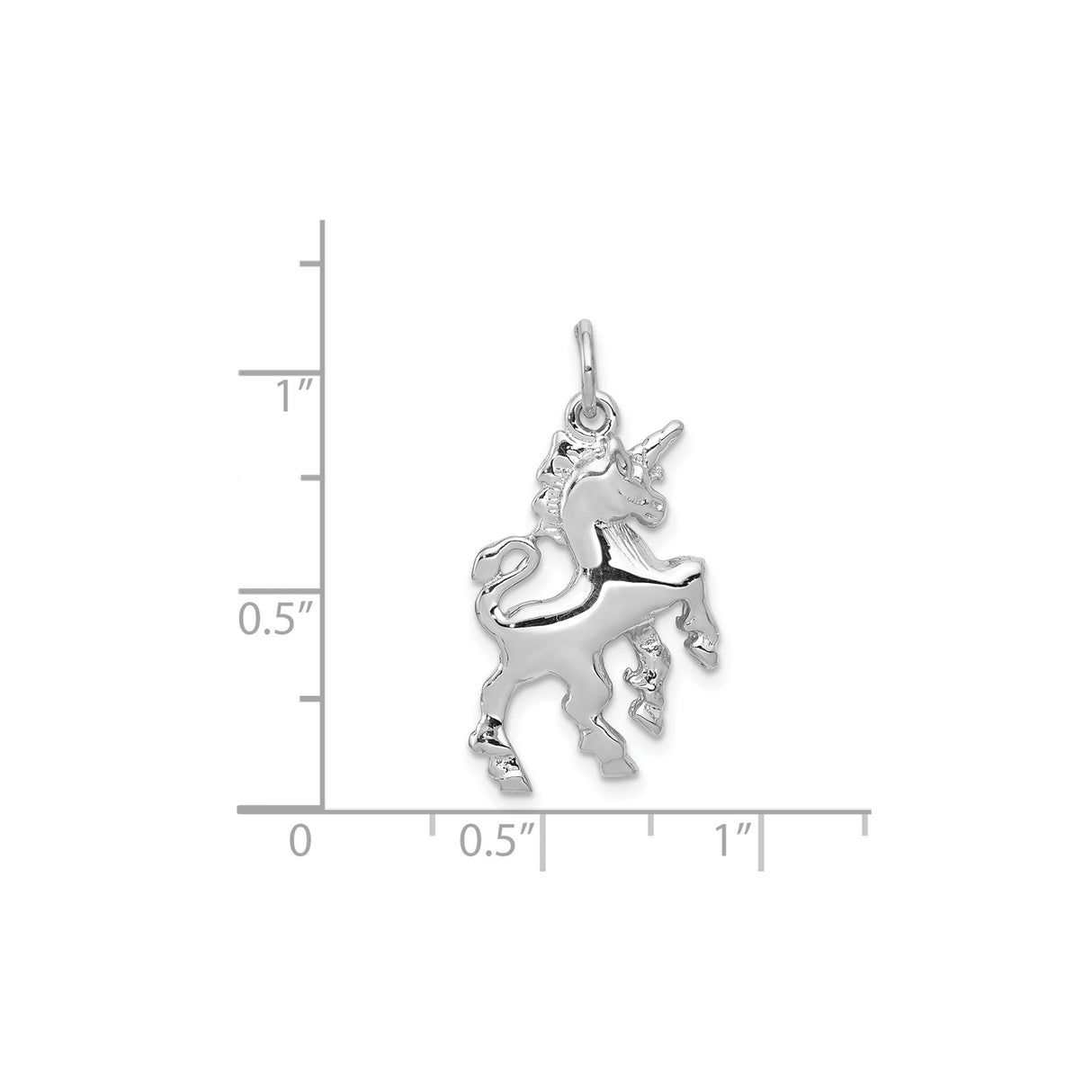 14k White Gold Unicorn Pendant, Prancing Mythical Charm with Whimsical Fantasy Design