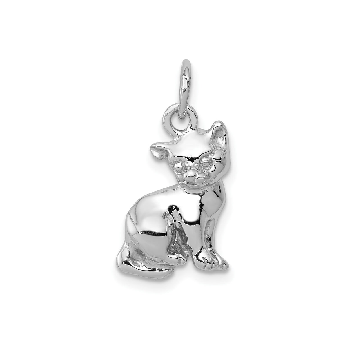 14k White Gold Chihuahua Dog Charm Pendant, Sitting Dog Jewelry for Pet Lovers or Women