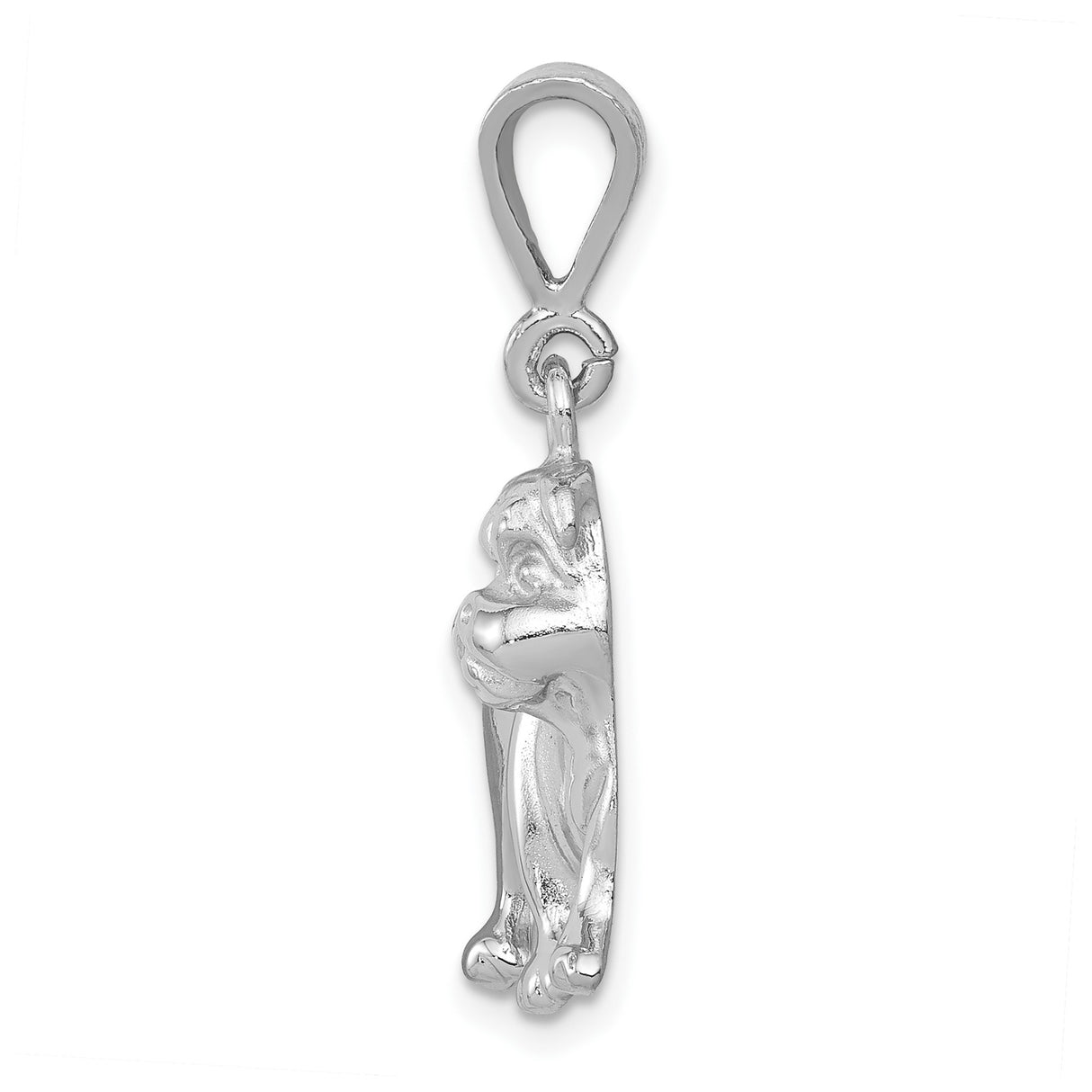 14k White Gold Bulldog Pendant with Detailed Dog Design, Symbolic Animal Charm for Women or Unisex