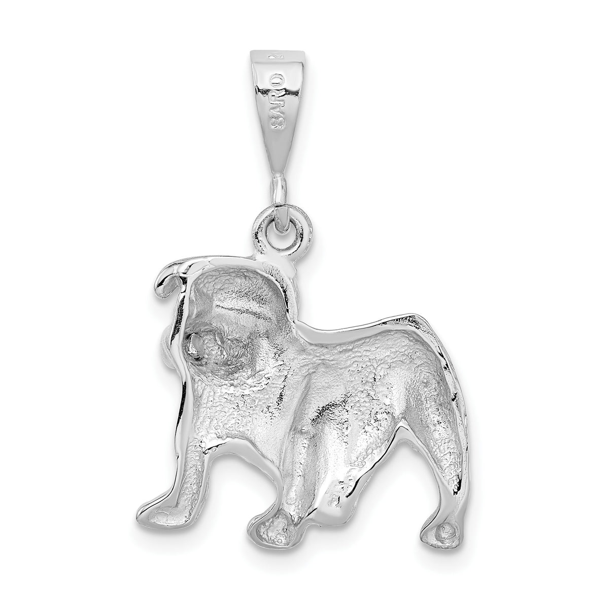 14k White Gold Bulldog Pendant with Detailed Dog Design, Symbolic Animal Charm for Women or Unisex