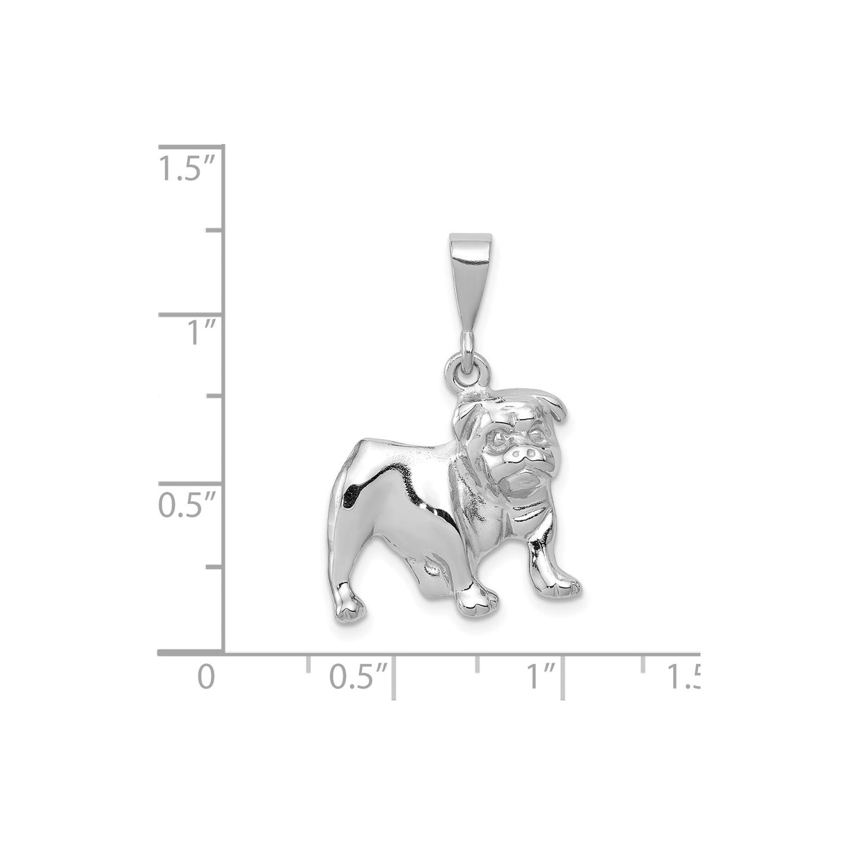 14k White Gold Bulldog Pendant with Detailed Dog Design, Symbolic Animal Charm for Women or Unisex