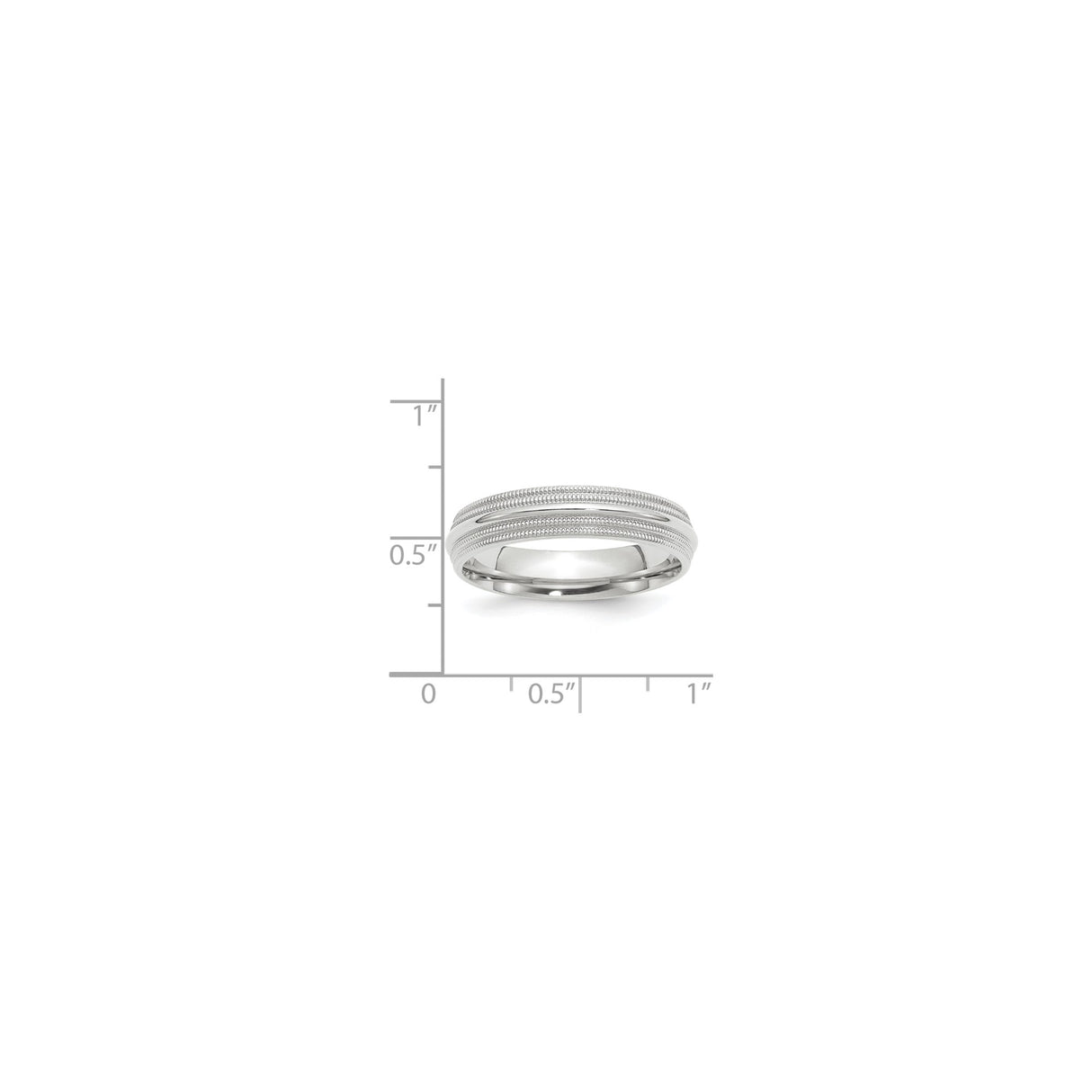 10k White Gold Milgrain, Comfort Fit wedding band ring shown for scale