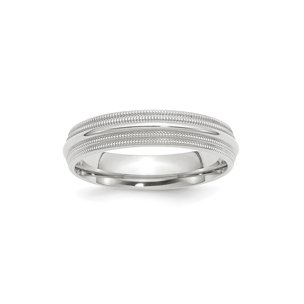 10k White Gold Milgrain, Comfort Fit wedding band ring