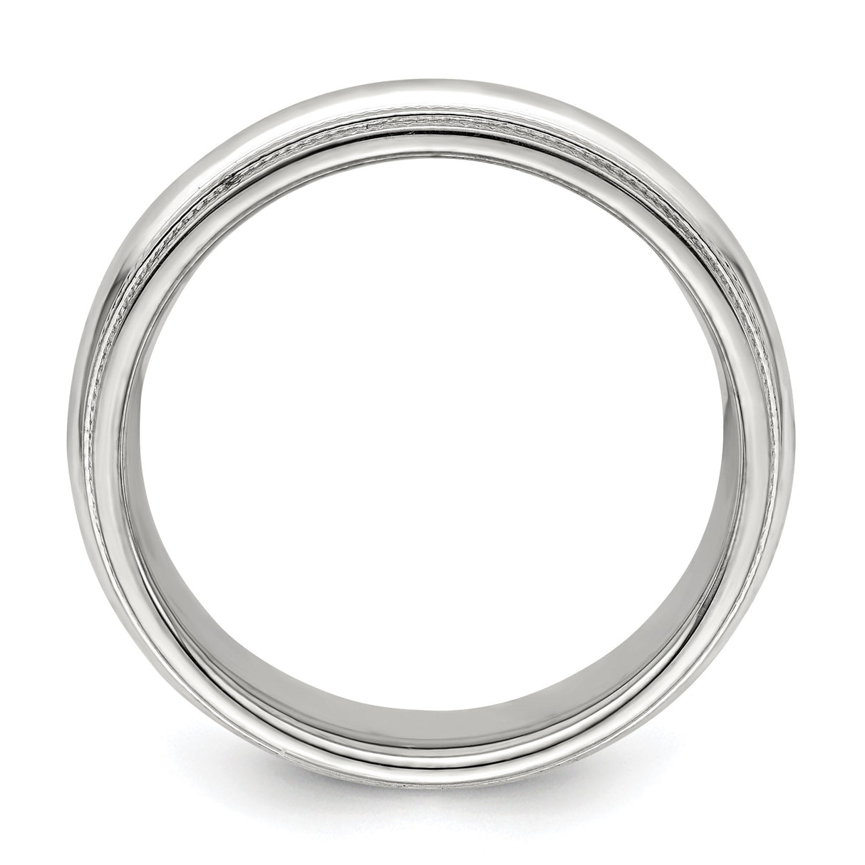 14k White Gold Milgrain, Comfort Fit wedding band ring alternate angle