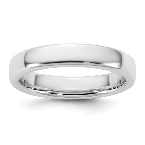 14K White Gold European Comfort-Fit Wedding Band Solid 4mm Polished Finish