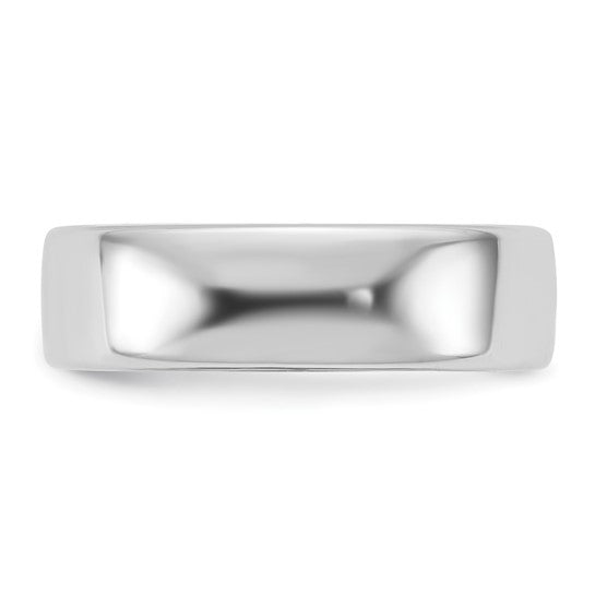 14K White Gold European Wedding Band, Comfort Fit, Solid 6mm Ring